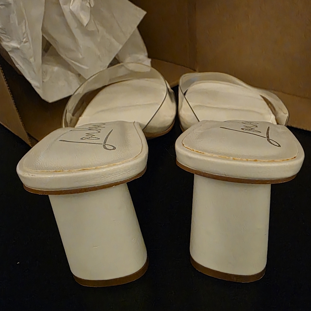 London Rag Womens eugnie clear straps block heel sandals‎ Sz 7 - Picture 3 of 5